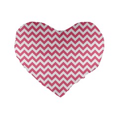 Soft Pink & White Zigzag Pattern Standard 16  Premium Heart Shape Cushion  by Zandiepants