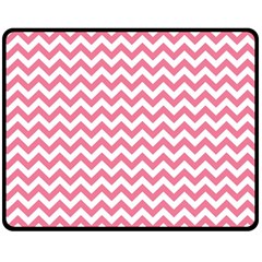 Soft Pink & White Zigzag Pattern Double Sided Fleece Blanket (medium) by Zandiepants