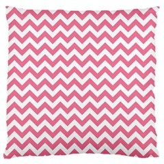 Soft Pink & White Zigzag Pattern Large Flano Cushion Case (one Side)