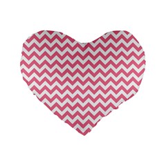 Soft Pink & White Zigzag Pattern Standard 16  Premium Flano Heart Shape Cushion  by Zandiepants