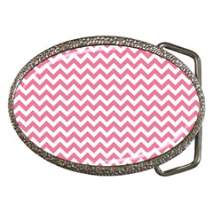 Soft Pink & White Zigzag Pattern Belt Buckle by Zandiepants