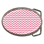 soft pink & White Zigzag Pattern Belt Buckle Front