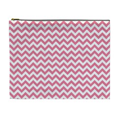 Soft Pink & White Zigzag Pattern Cosmetic Bag (xl) by Zandiepants