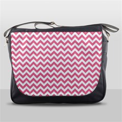 Soft Pink & White Zigzag Pattern Messenger Bag by Zandiepants