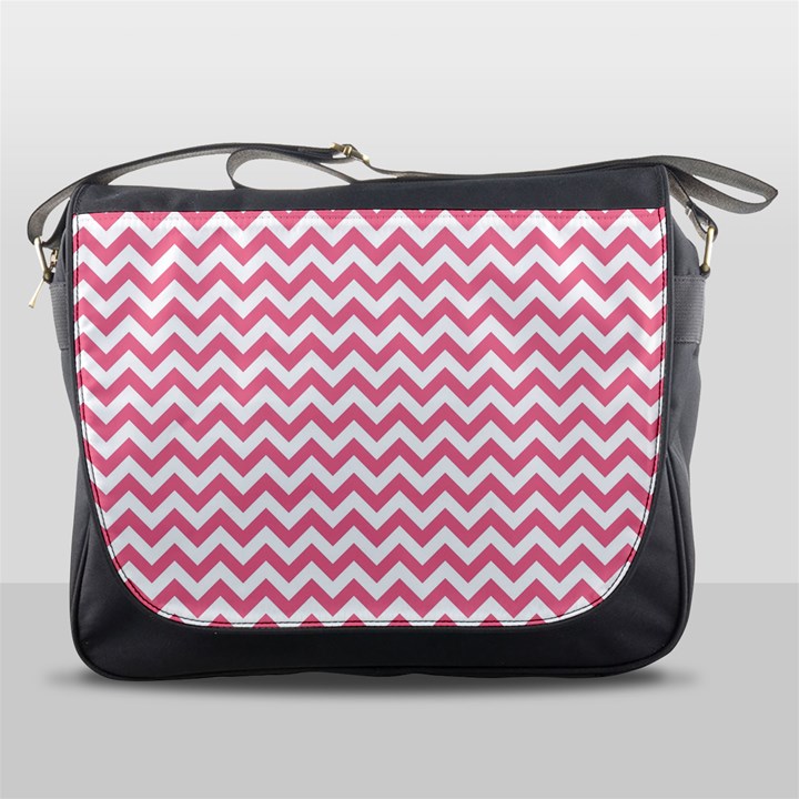 soft pink & White Zigzag Pattern Messenger Bag