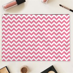 Soft Pink & White Zigzag Pattern Cosmetic Bag (xxl) by Zandiepants