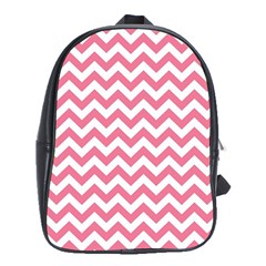 Soft Pink & White Zigzag Pattern School Bag (xl) by Zandiepants