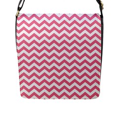 Soft Pink & White Zigzag Pattern Flap Closure Messenger Bag (l) by Zandiepants