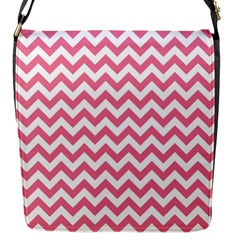 Soft Pink & White Zigzag Pattern Flap Closure Messenger Bag (s) by Zandiepants