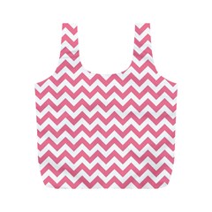 Soft Pink & White Zigzag Pattern Full Print Recycle Bag (m) by Zandiepants