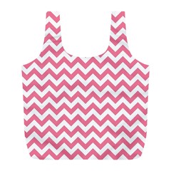 Soft Pink & White Zigzag Pattern Full Print Recycle Bag (l) by Zandiepants