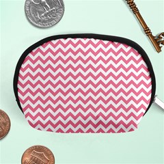 Soft Pink & White Zigzag Pattern Accessory Pouch (medium)