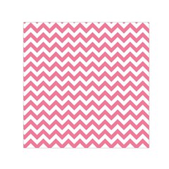 Soft Pink & White Zigzag Pattern Small Satin Scarf (square) by Zandiepants