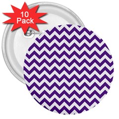 Royal Purple & White Zigzag Pattern 3  Button (10 Pack)