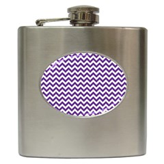 Royal Purple & White Zigzag Pattern Hip Flask (6 Oz)