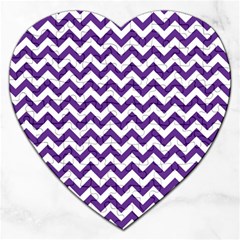 Royal Purple & White Zigzag Pattern Jigsaw Puzzle (heart)