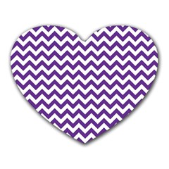 Royal Purple & White Zigzag Pattern Heart Mousepad