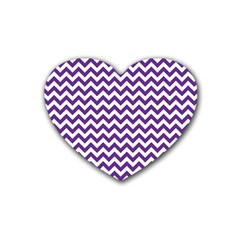 Royal Purple & White Zigzag Pattern Heart Coaster (4 Pack)