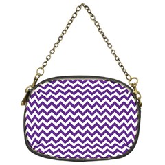 Royal Purple & White Zigzag Pattern Chain Purse (one Side) by Zandiepants