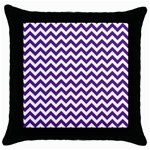 Royal Purple & White Zigzag Pattern Throw Pillow Case (Black) Front