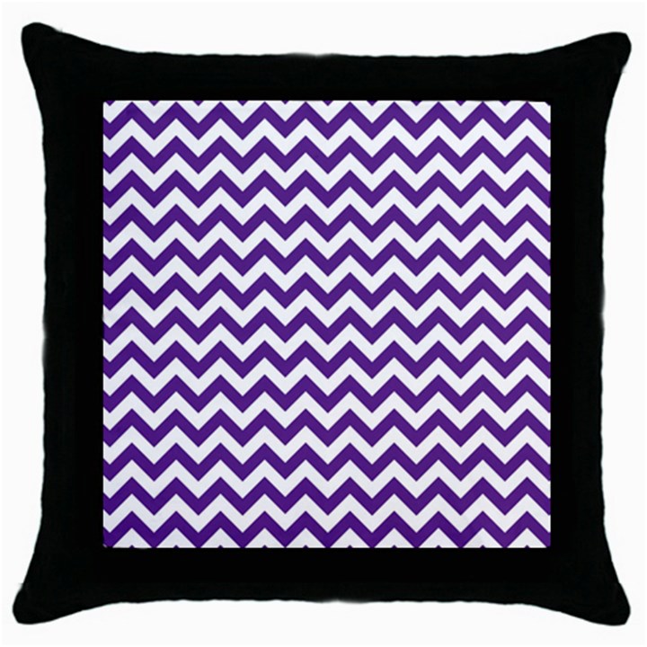 Royal Purple & White Zigzag Pattern Throw Pillow Case (Black)