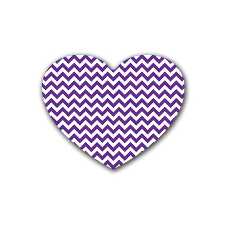 Royal Purple & White Zigzag Pattern Heart Coaster (4 pack)