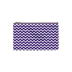 Royal Purple & White Zigzag Pattern Cosmetic Bag (small)