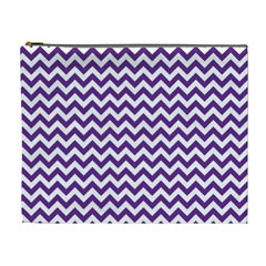 Royal Purple & White Zigzag Pattern Cosmetic Bag (xl)