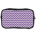 Royal Purple & White Zigzag Pattern Toiletries Bag (Two Sides) Front