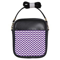 Royal Purple & White Zigzag Pattern Girls Sling Bag