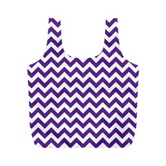 Royal Purple & White Zigzag Pattern Full Print Recycle Bag (m)