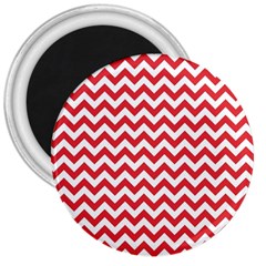 Poppy Red & White Zigzag Pattern 3  Magnet by Zandiepants