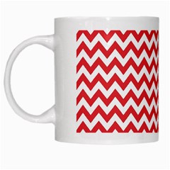 Poppy Red & White Zigzag Pattern White Mug