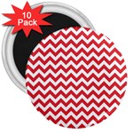 Poppy Red & White Zigzag Pattern 3  Magnet (10 pack) Front