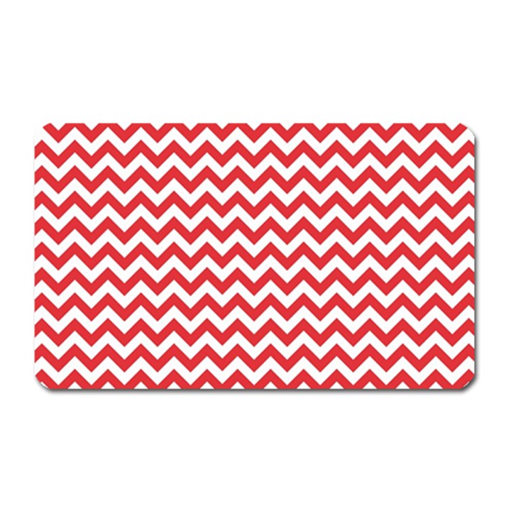 Poppy Red & White Zigzag Pattern Magnet (Rectangular)