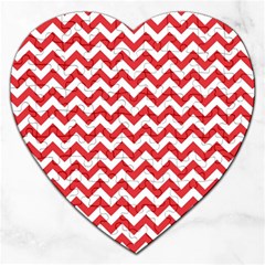 Poppy Red & White Zigzag Pattern Jigsaw Puzzle (heart) by Zandiepants