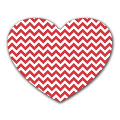 Poppy Red & White Zigzag Pattern Heart Mousepad