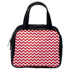 Poppy Red & White Zigzag Pattern Classic Handbag (one Side)