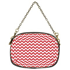 Poppy Red & White Zigzag Pattern Chain Purse (one Side) by Zandiepants