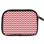 Poppy Red & White Zigzag Pattern Digital Camera Leather Case Back