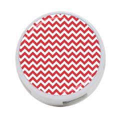 Poppy Red & White Zigzag Pattern 4-port Usb Hub (one Side)