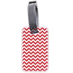 Poppy Red & White Zigzag Pattern Luggage Tag (two sides) Front