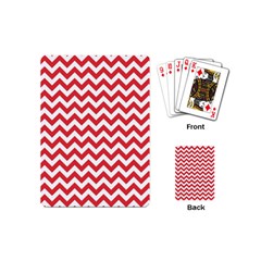 Poppy Red & White Zigzag Pattern Playing Cards (mini) by Zandiepants