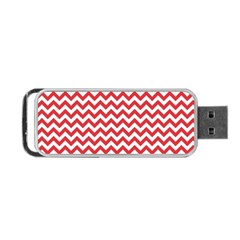 Poppy Red & White Zigzag Pattern Portable Usb Flash (two Sides)