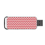 Poppy Red & White Zigzag Pattern Portable USB Flash (Two Sides) Front