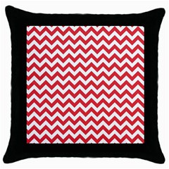 Poppy Red & White Zigzag Pattern Throw Pillow Case (black)