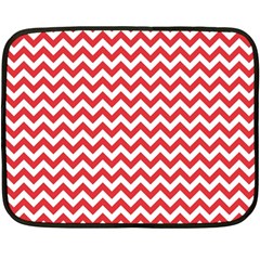 Poppy Red & White Zigzag Pattern Double Sided Fleece Blanket (mini)