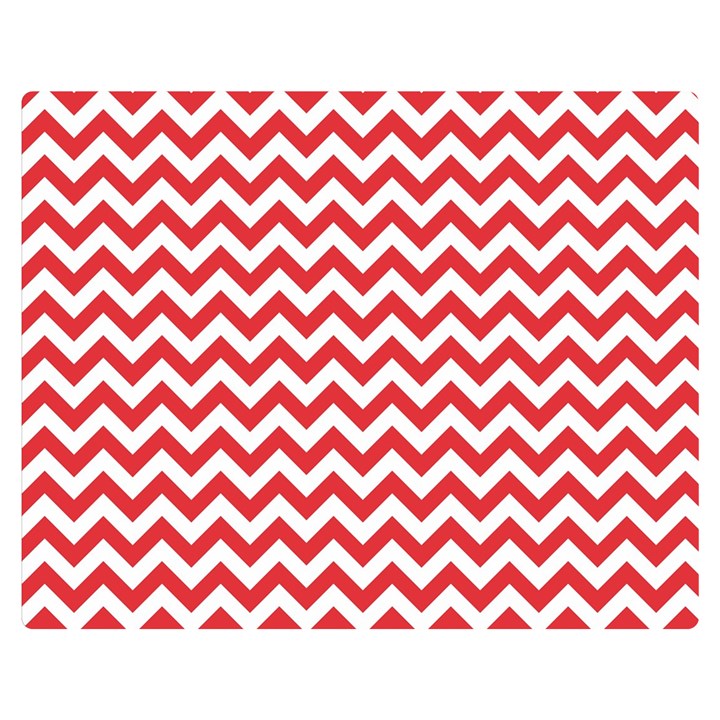 Poppy Red & White Zigzag Pattern Double Sided Flano Blanket (Medium)