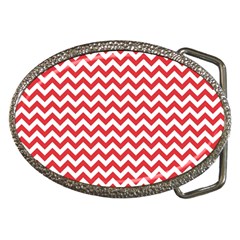 Poppy Red & White Zigzag Pattern Belt Buckle by Zandiepants