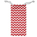 Poppy Red & White Zigzag Pattern Jewelry Bag Front